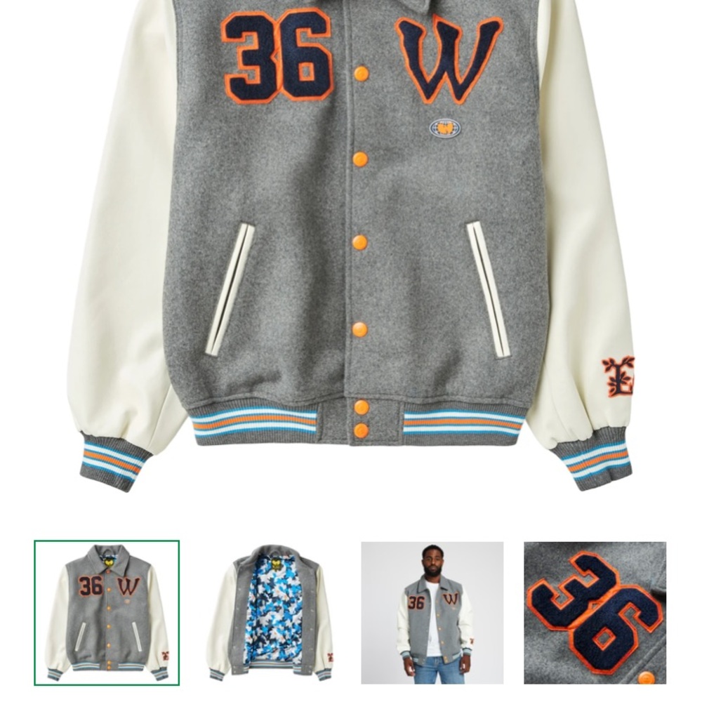 NWT 2XL LRG Wu Tang Cream Varsity Wool Jacket Heather Grey